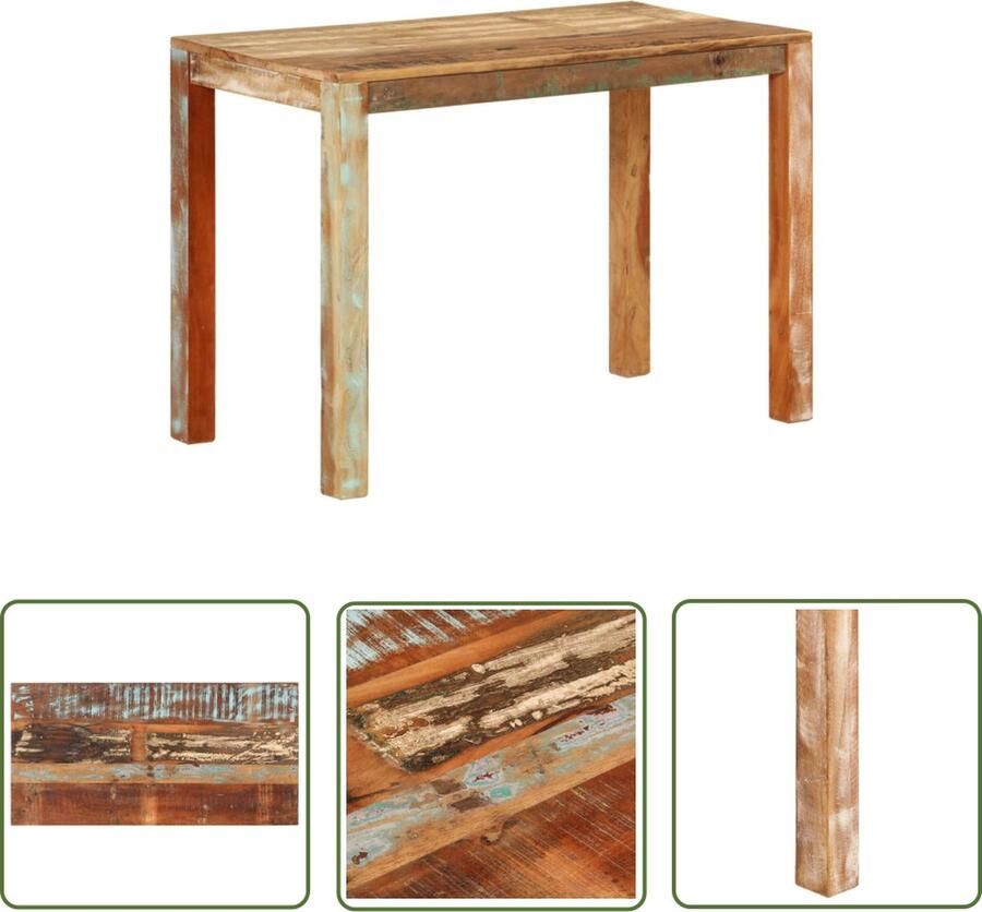 VidaXL The Living Store Eettafel 110x55x76 cm gerecycled massief mangohout Houten Eettafel Landelijke Eettafel Retro Eettafel Multifunctionele Eettafel Gerecyclede Eettafel - Foto 2