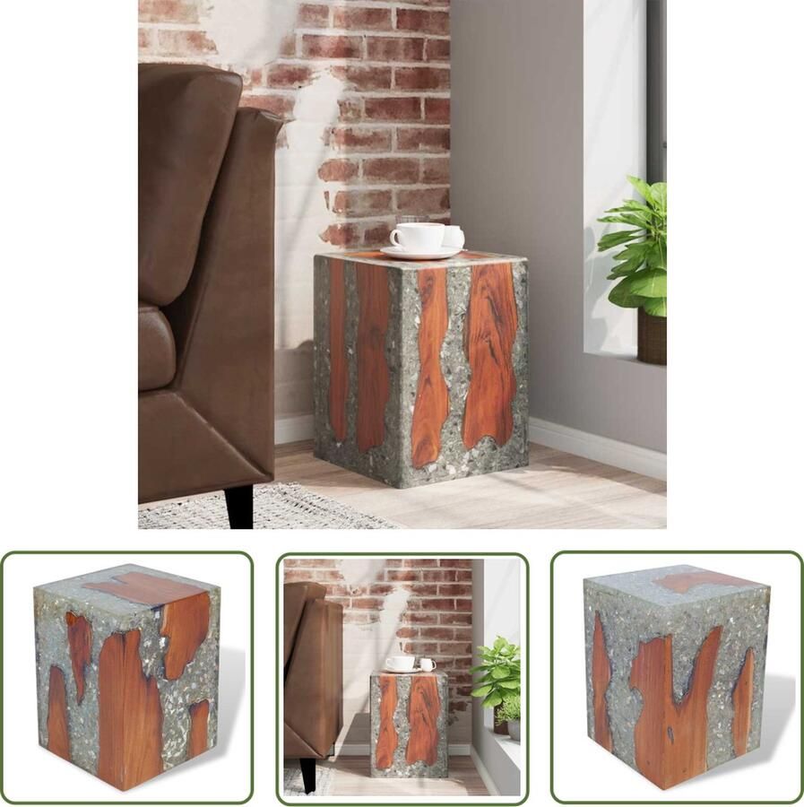 The Living Store Houten Kruk Meerkleurig 30 x 30 x 40 cm Handgemaakt Houten Kruk Teak Kruk Vintage Kruk Handmade Kruk Multifunctioneel Meubilair - Foto 2