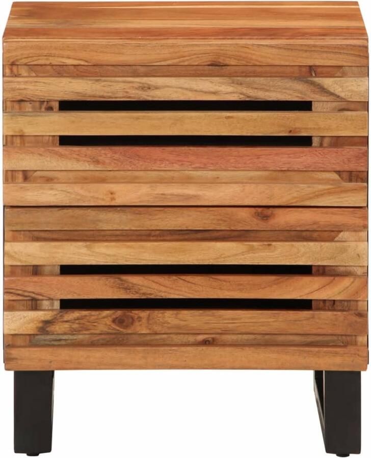 The Living Store Nachtkastje 40x34x46 cm massief acaciahout Nachtkastje Industriele Stijl Houten Nachtkastje Acaciahout Salontafel - Foto 2