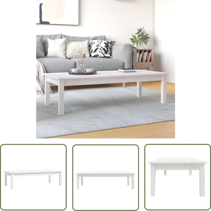 VidaXL The Living Store Salontafel 110x50x30 cm massief grenenhout wit Salontafel Houten Salontafel Grenenhouten Salontafel Witte Salontafel Wit - Foto 2