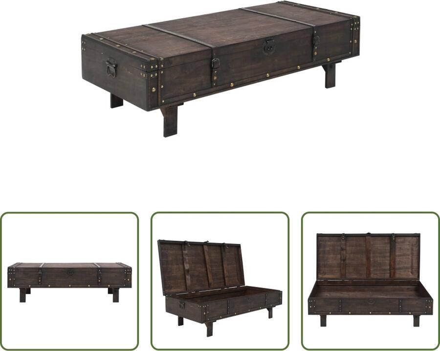The Living Store Houten Salontafel Antieke Stijl 120 x 55 x 35 cm Groot Opbergvak Vintage Design Salontafel Houten Salontafel Vintage Salontafel Antiek Meubilair Opbergkast - Foto 2