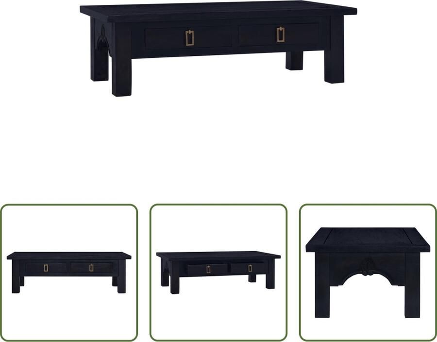 The Living Store Houten Salontafel Mahoniehout 100 x 50 x 30 cm Lichtkoffiekleurige afwerking - Foto 2