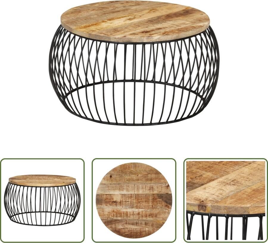 The Living Store Houten Salontafel Vintage Stijl 68 x 35 cm Ruw Mangohout