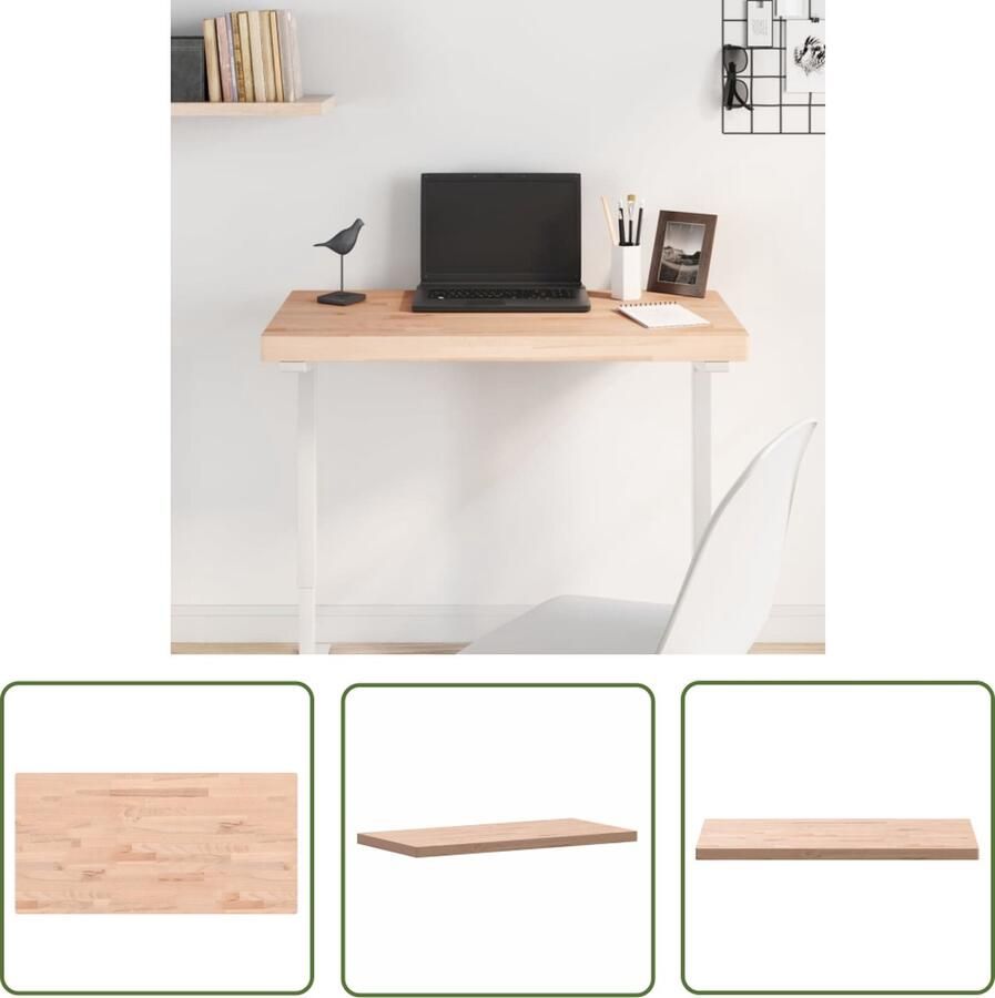 The Living Store Tafelblad rechthoekig 100x50x4 cm massief beukenhout Houten Tafelblad Vervangen Beukenhout Tafelblad Bartafel Blad Bijzet Tafelblad - Foto 3