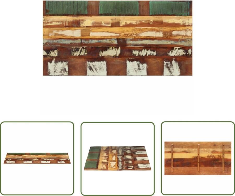 The Living Store Houten tafelblad 120 x 60 cm Massief gerecycled hout - Foto 2
