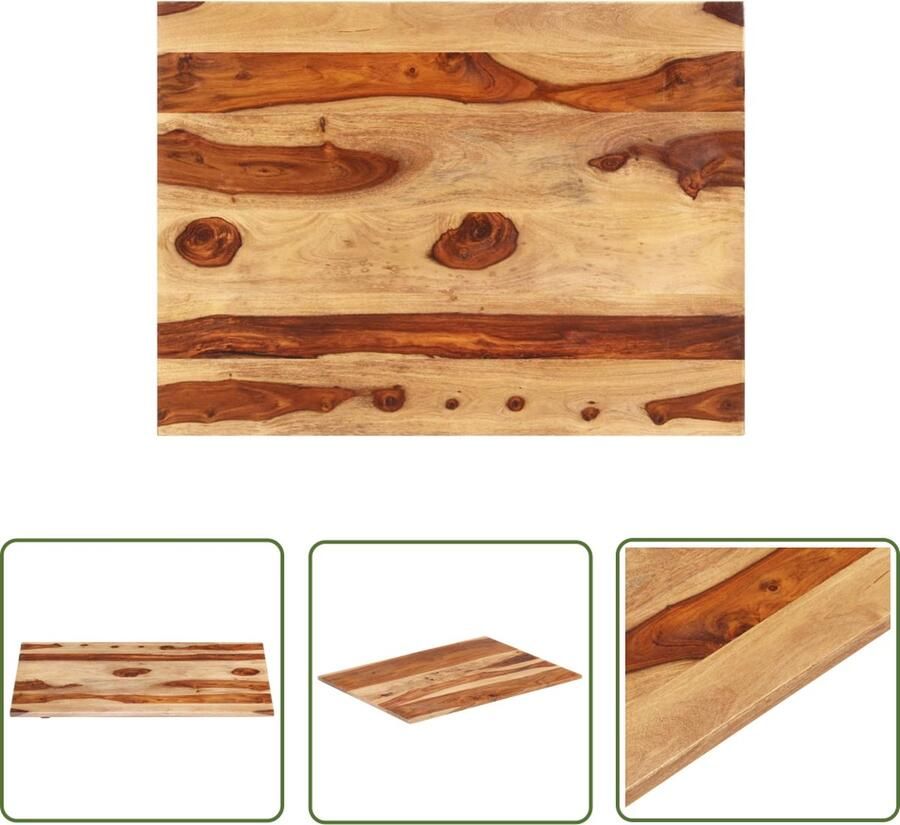 The Living Store Houten Tafelblad 60 x 90 cm Massief Sheeshamhout Rustieke Charme Dikte 15-16 mm Houten Tafelblad Acacia Hout Salontafel Eettafel Vintage Tafel