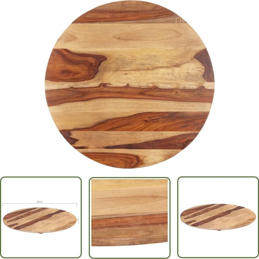 The Living Store Houten Tafelblad Sheeshamhout 80 cm diameter Rustieke charme Houten Tafelblad Acacia Hout Rond Tafelblad Vintage Tafelblad Landelijke Tafel - Foto 2