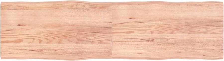 The Living Store Tafelblad natuurlijke rand 220x60x(2-4) cm eikenhout lichtbruin Houten Tafelblad Eikenhout Tafelblad Vervangen Salontafel Eetkamertafel