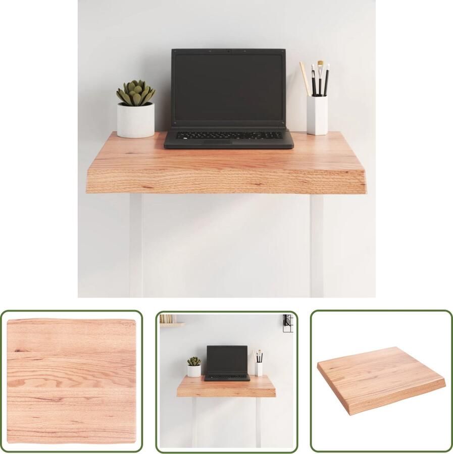 The Living Store Tafelblad natuurlijke rand 60x60x(2-6) cm eikenhout lichtbruin Tafelblad Eikenhout Eikenhouten Tafelblad Houten Tafelblad Vintage Tafelblad Landelijke Tafelblad - Foto 3