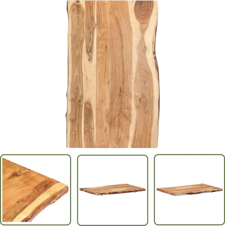 The Living Store Houten Tafelblad Massief Acaciahout 100 x (50-60) cm Natuurlijke Rand Tafelblad Houten Tafelblad Acaciahout Tafelblad Massief Acaciahout Natuurhouten Tafelblad - Foto 2