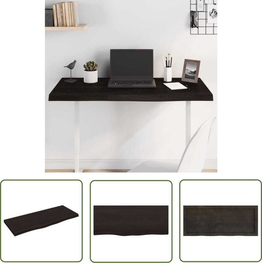 The Living Store Houten Tafelblad Massief Eikenhout 100 x 40 x 4 cm Met Natuurlijke Rand Tafelblad Eikenhout Eikenhouten Tafelblad Houten Tafelblad Vintage Tafelblad Industrieel Tafelblad - Foto 4