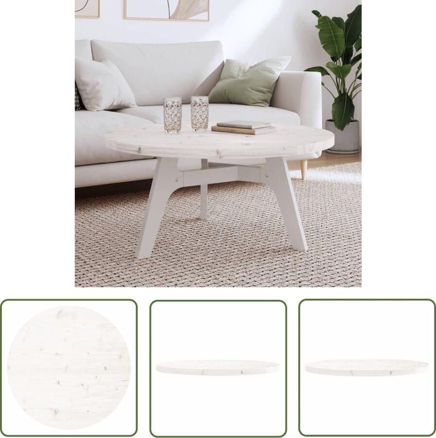 The Living Store Houten Tafelblad Rond 90 x 3 cm Massief Grenenhout Rustieke Uitstraling Houten Tafelblad Rond Tafelblad Salontafelblad Granenhout Wit Tafelblad - Foto 2