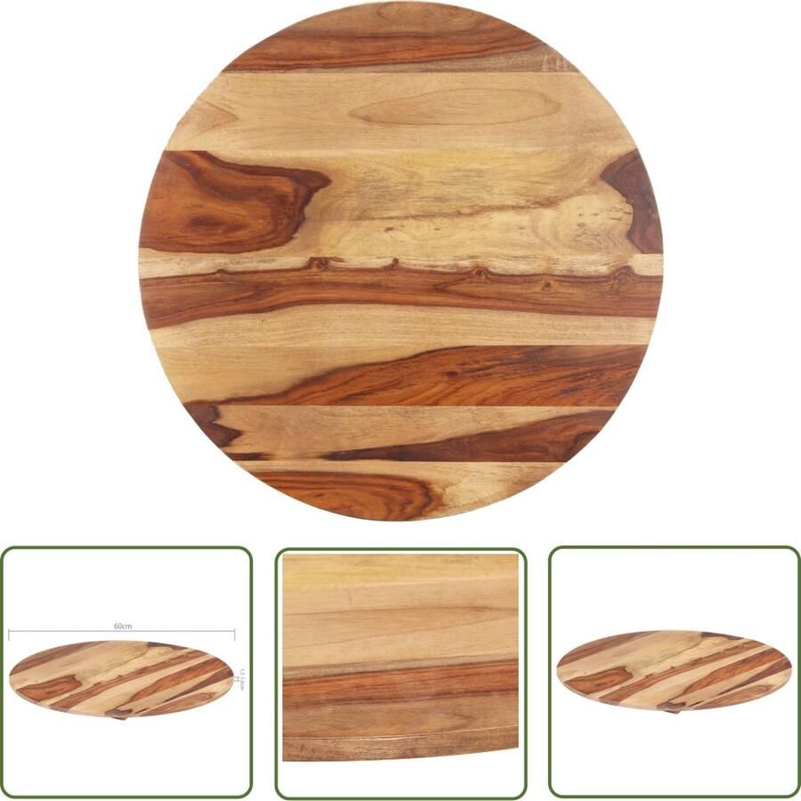 The Living Store Houten Tafelblad Massief Sheeshamhout 70 cm Diameter Rustieke Charme Inclusief Houtsteunen Gepolijst Geschilderd Gelakt Houten Tafelblad Ronde Tafel Acacia Hout Vintage Tafel Landelijke Tafel
