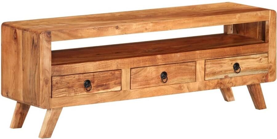 The Living Store Houten Televisiemeubel Acacia 110 x 30 x 40 cm 3 lades 1 schap - Foto 2