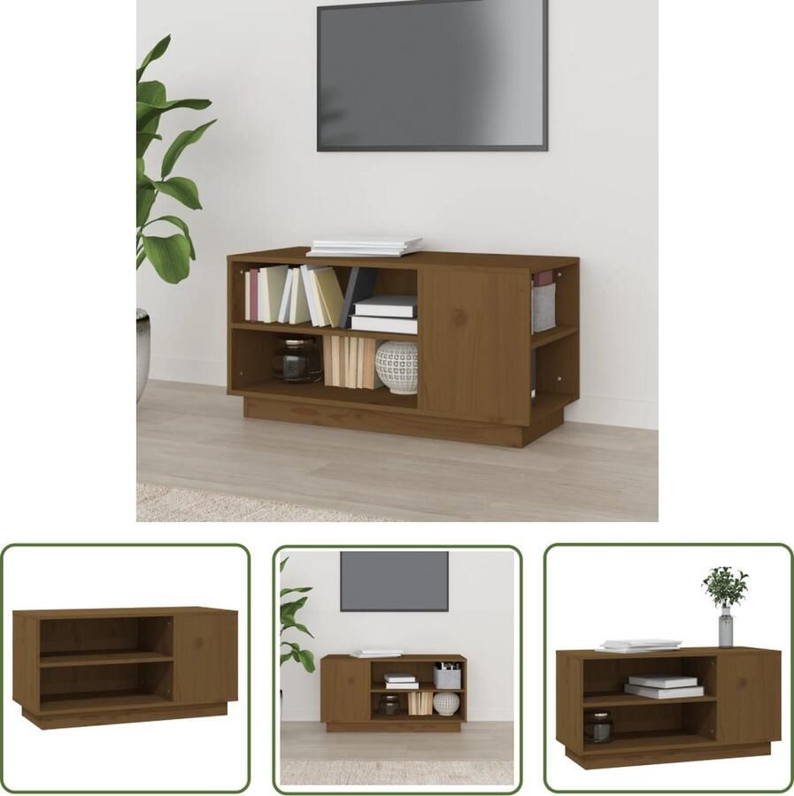 The Living Store Houten TV-kast Media-opbergmeubel 80x35x40.5cm Sterk en vochtbestendig Honingbruin - Foto 2