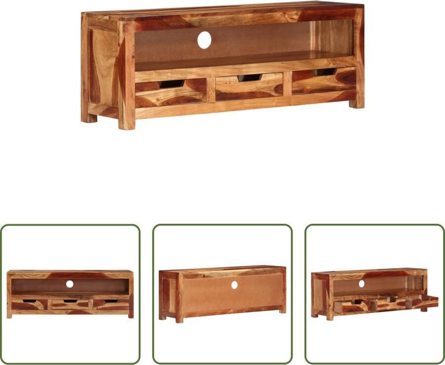 The Living Store TV-meubel Acaciahout 110x30x40 cm Opbergfunctie Hoogwaardig materiaal - Foto 2