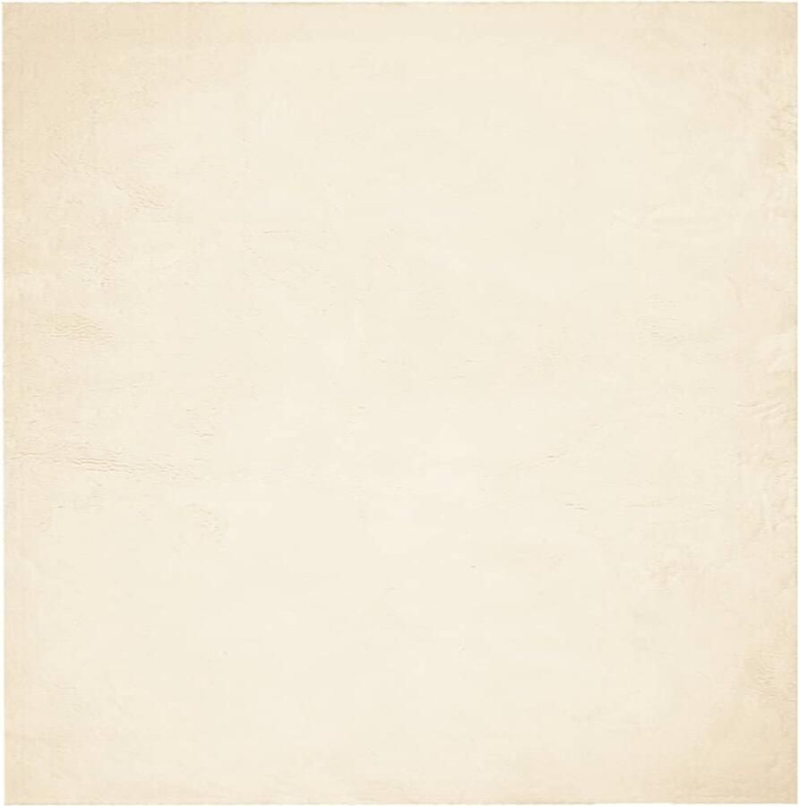 The Living Store Huarte Vloerkleed 200 x 200 cm Crème 18mm Pluizige Pool Anti-Slip Polyester Vloerkleed Crème Kleurig Zacht Vloerkleed Polyester Vloerkleed Anti Slip Vloerkleed