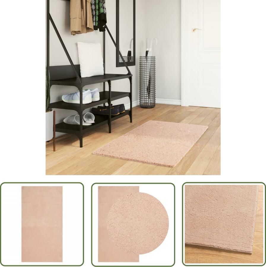 The Living Store HUARTE Vloerkleed 60 x 110 cm Roze 100% Polyester met Korte Pool 18 mm Vloerkleed Tapijten Huiskamer Decoratie Woonkamer Accessoires Slaapkamer Accessoires - Foto 2