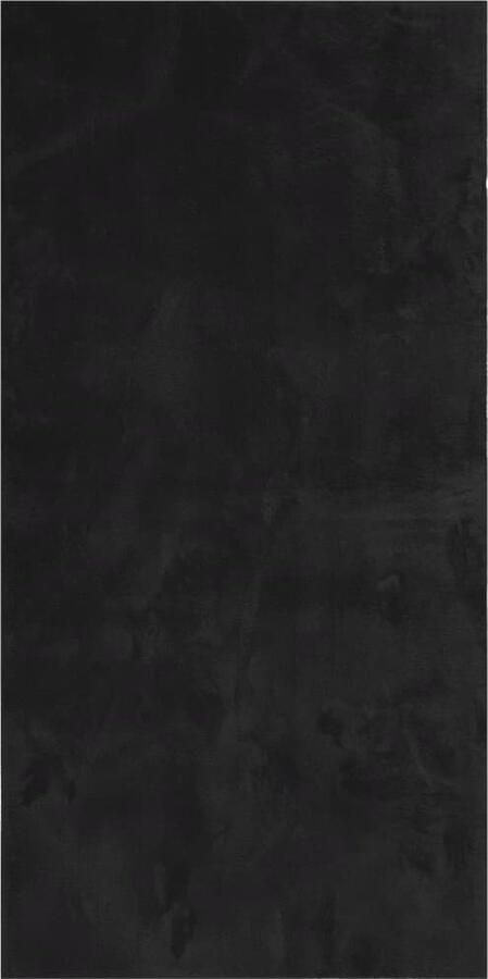 The Living Store Vloerkleed HUARTE laagpolig zacht wasbaar 100x200 cm zwart Vloerkleed Zwarte Vloerkleed Huiskamer Tapijt Slaapkamer Tapijt Polyester Vloerkleed - Foto 2