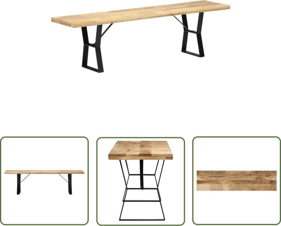 The Living Store Industriële Eetkamerbank Mangohout 160 x 40 x 45 cm Gepoedercoat IJzer
