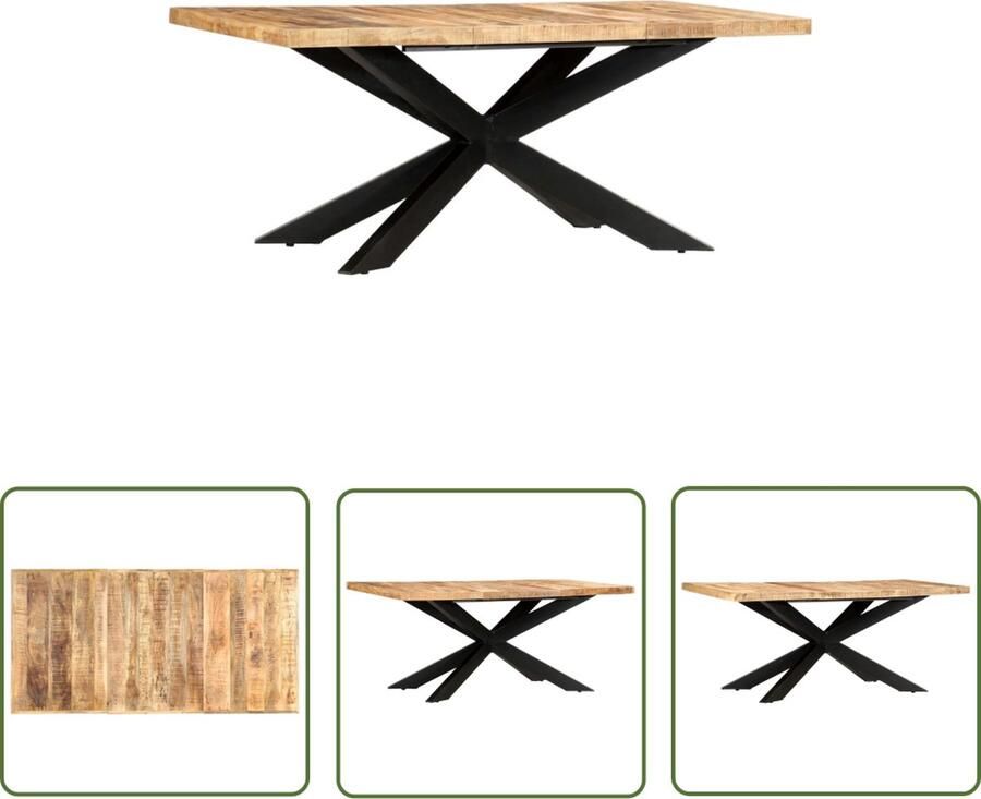 The Living Store IndustriÃle Houten Eetkamertafel 180 x 90 x 76 cm Massief Ruw Mangohout Gepoedercoat Staal Eetkamertafel Industriele Tafel Mangohout Tafel Vintage Tafel Salontafel