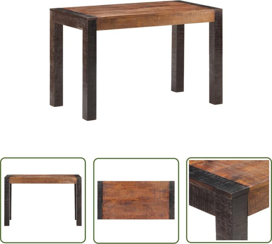 The Living Store Industriële Houten Eettafel 120 x 60 x 76 cm Massief Mangohout - Foto 2
