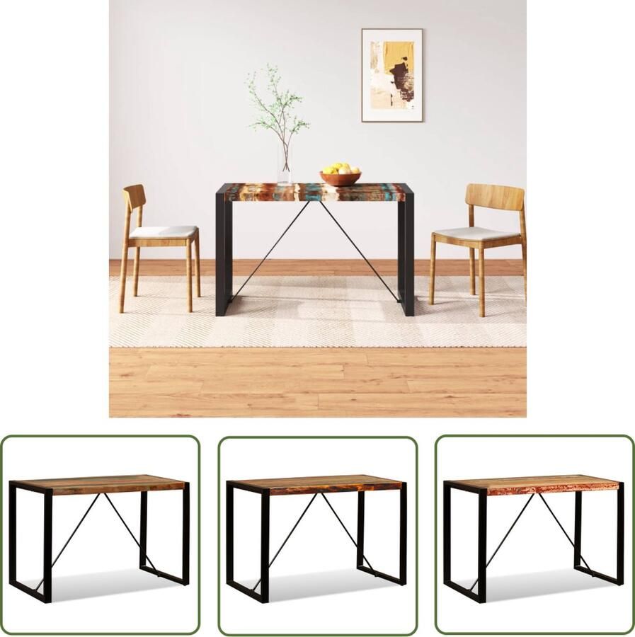 The Living Store IndustriÃle Houten Eettafel 120 x 60 x 76 cm Meerkleurig - Foto 2