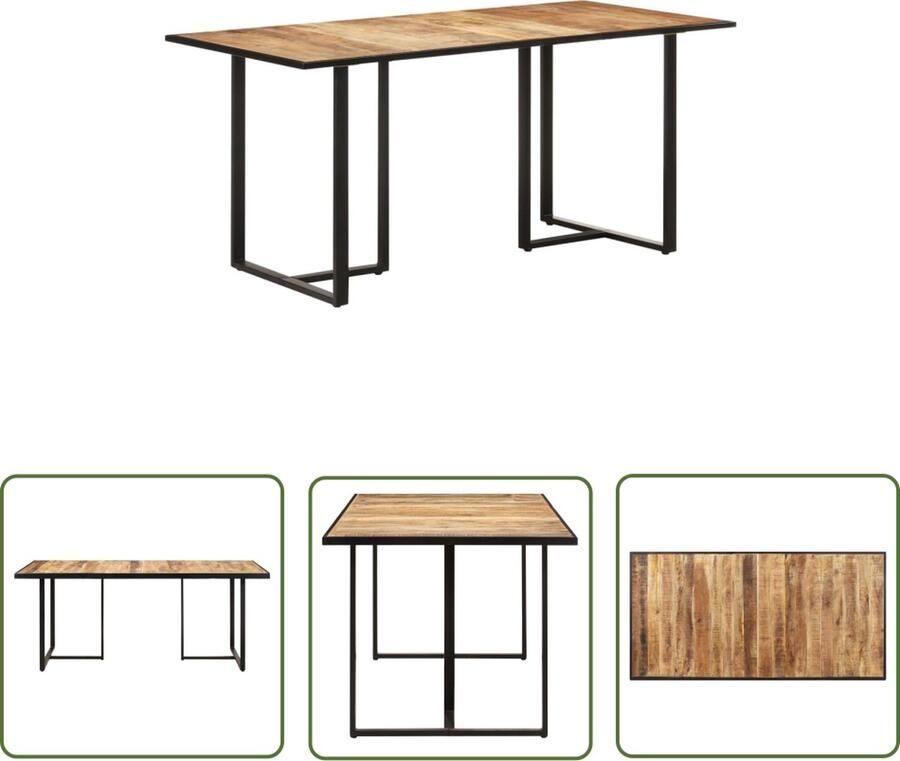 The Living Store IndustriÃle Houten Eettafel 160 x 80 x 76 cm Massief Mangohout Industriele Eettafel Mango Hout Eetkamertafel Salontafel Vintage Eettafel - Foto 3