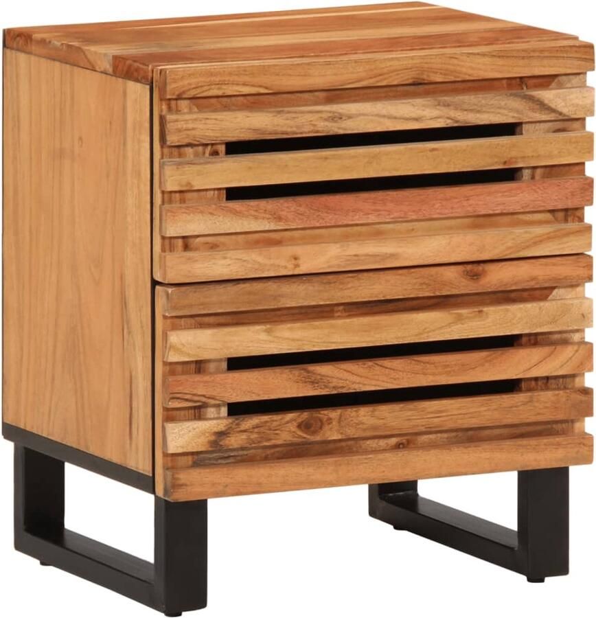 The Living Store Nachtkastjes 2 st 40x34x46 cm massief acaciahout Nachtkastjes Industriele Meubels Houten Meubels Acaciahout Salontafel - Foto 2