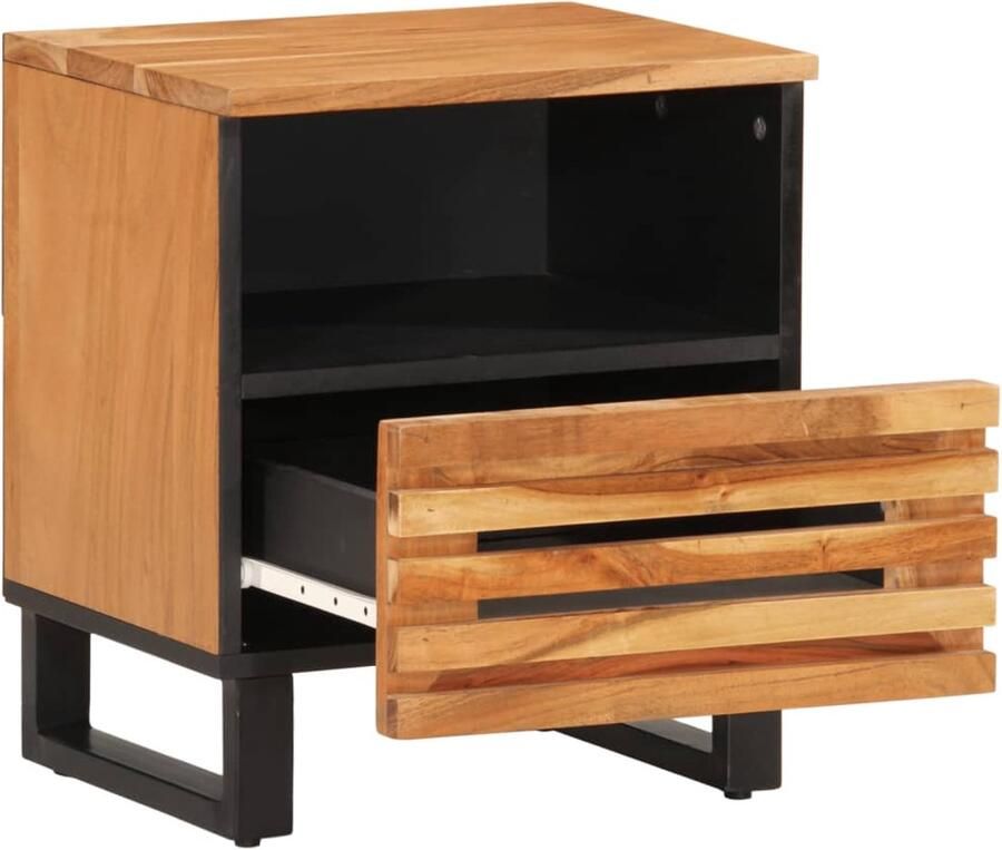 The Living Store Nachtkastje 40x34x46 cm massief acaciahout Nachtkastje Industrieel Massief Acaciahout Salontafel Kamerkast - Foto 2