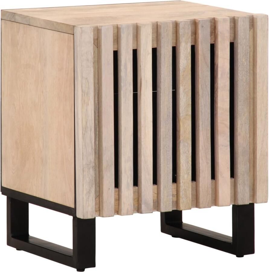 The Living Store Nachtkastjes 2 st 40x34x46 cm massief gebleekt mangohout Nachtkastjes Industriele Meubels Mango Wood Furniture Vintage Nightstands Bedroom Storage - Foto 3