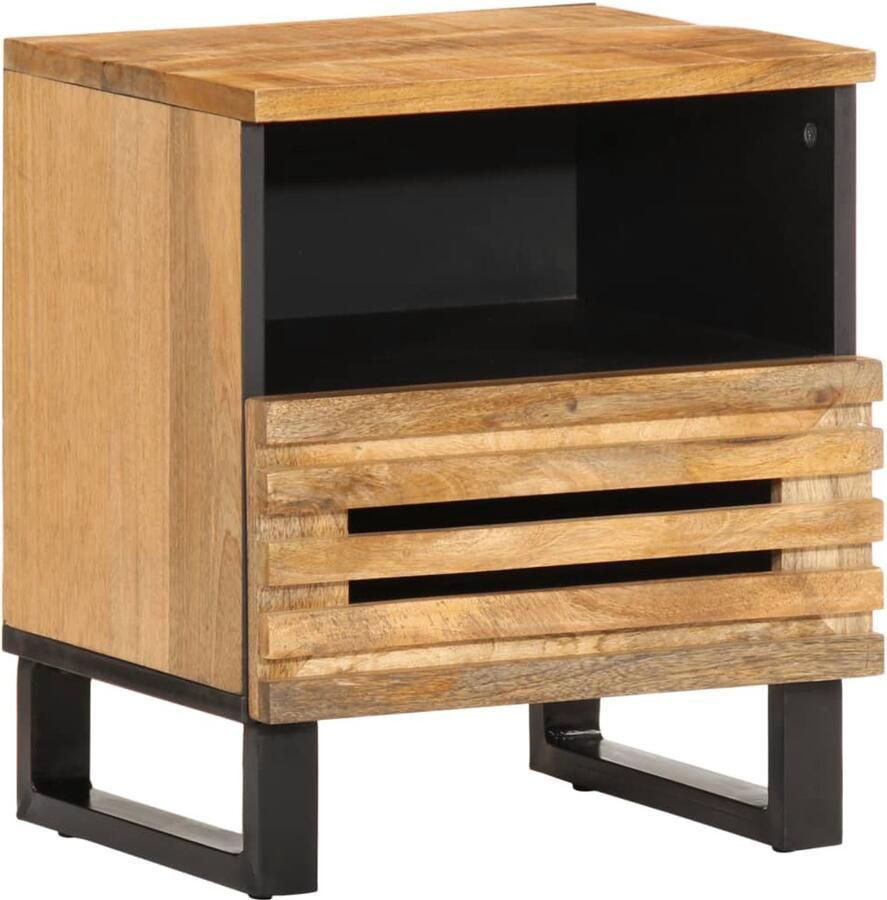 The Living Store Nachtkastjes 2 st 40x34x46 cm massief ruw mangohout Nachtkastjes Industrieel Design Mangohout Vintage Woonaccessoires - Foto 2