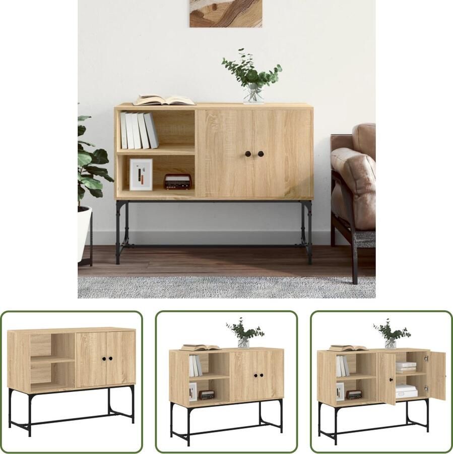 The Living Store Dressoir 100x40x79 5 cm bewerkt hout sonoma eikenkleurig Industriele Dressoir Industrieel Salontafel Tv Tafel Opberg Kast