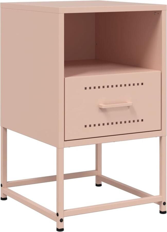The Living Store Nachtkastje 36x39x60 5 cm staal roze Nachtkastje Industrieel Design Roestvrijstalen Kast Metalen Kast Vintage Stijl - Foto 2