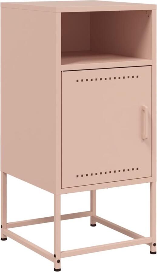 The Living Store Nachtkastje 36x39x78 cm staal roze Nachtkastje Industrieel Design Roestvrijstalen Nachtkastje Metalen Nachtkastje Roze Nachtkastje - Foto 4