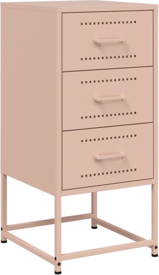 The Living Store Nachtkastje 36x39x78 cm staal roze Nachtkastje Industrieel Design Roestvrijstalen Nachtkastje Metalen Nachtkastje Roze Nachtkastje - Foto 3
