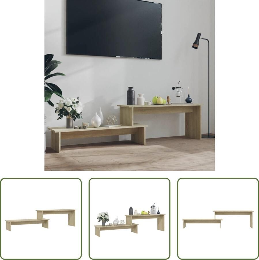 The Living Store Tv-meubel 180x30x43 cm spaanplaat sonoma eikenkleurig Kast - Foto 2