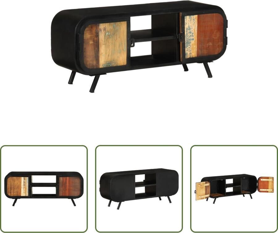 The Living Store Industriële TV-meubel 110x30x45 cm Handgemaakt van gerecycled hout Vintage charme Milieuvriendelijk - Foto 3