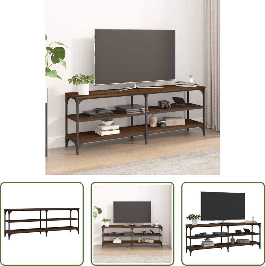 The Living Store Tv-meubel Industrieel 140 x 30 x 50 cm Open opbergplanken Verstelbare poten - Foto 2