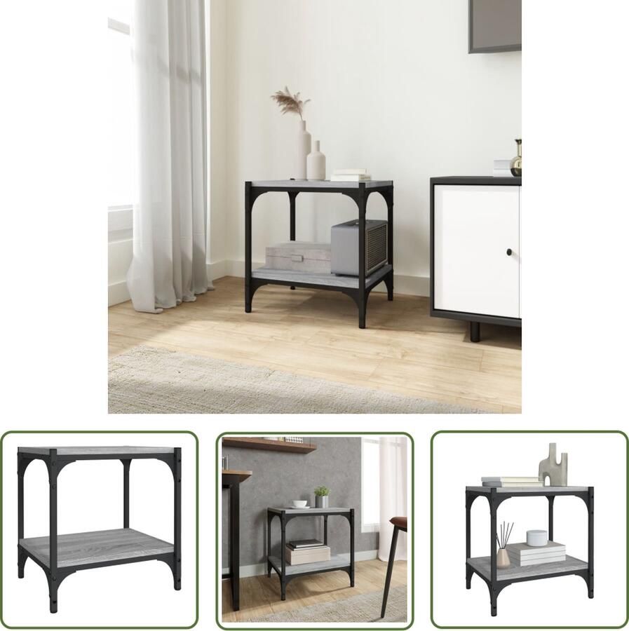 The Living Store Industrieel TV-meubel 40x33x41 cm Grijs Sonoma Eiken Duurzaam materiaal - Foto 2