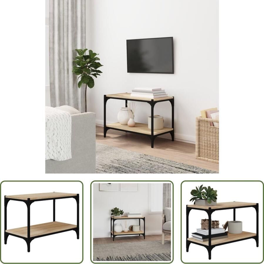 The Living Store Tv-meubel industriële stijl opbergruimte 60x33x41 cm - Foto 2