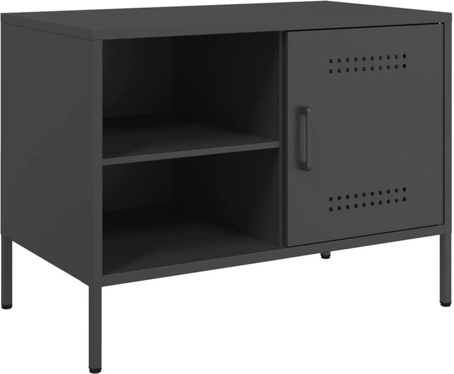 The Living Store Tv-meubel 68x39x50 5 cm staal zwart Tv-meubel Industrieel Tv-meubel Staal Tv-meubel Zwart Tv-meubel Salontafel - Foto 4