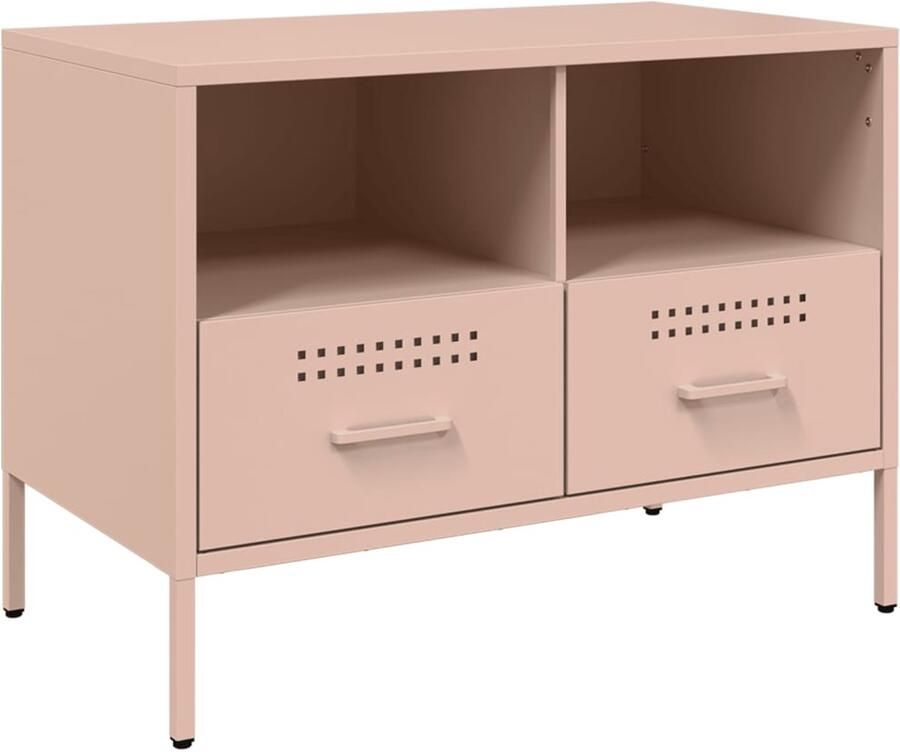 The Living Store Tv-meubel 68x39x50 5 cm staal roze Tv Meubel Industrieel Design Roestvrijstalen Tv Stand Salontafel Televisiekast - Foto 2