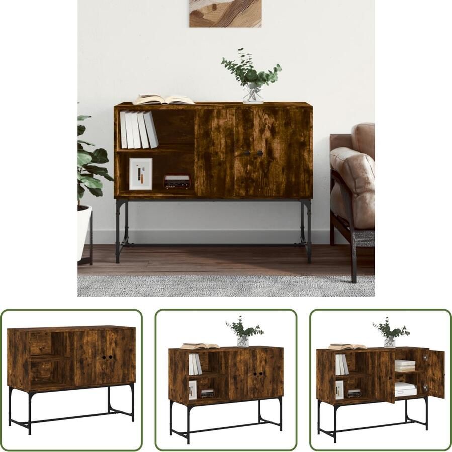 The Living Store Dressoir 100x40x79 5 cm bewerkt hout gerookt eikenkleurig Industriele Dressoir Houten Dressoir Vintage Dressoir Kast Met Deuren Opbergkast
