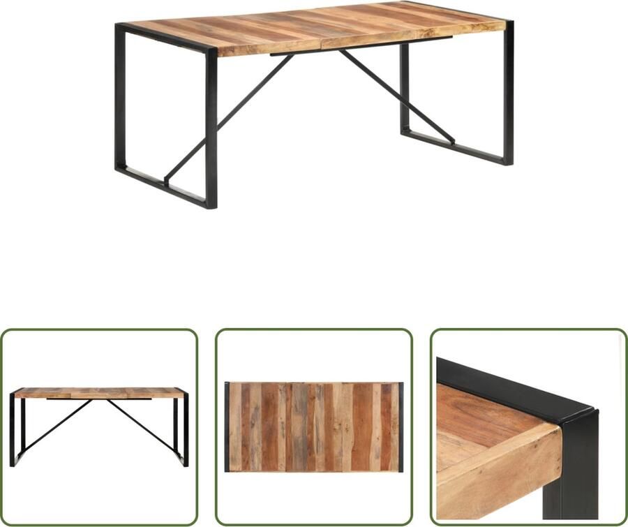 The Living Store IndustriÃle Eettafel 180 x 90 x 75 cm Massief acaciahout Stalen poten Industriele Eettafel Acacia Tafellaar Eetkamertafel Salontafel Landelijke Eettafel - Foto 2