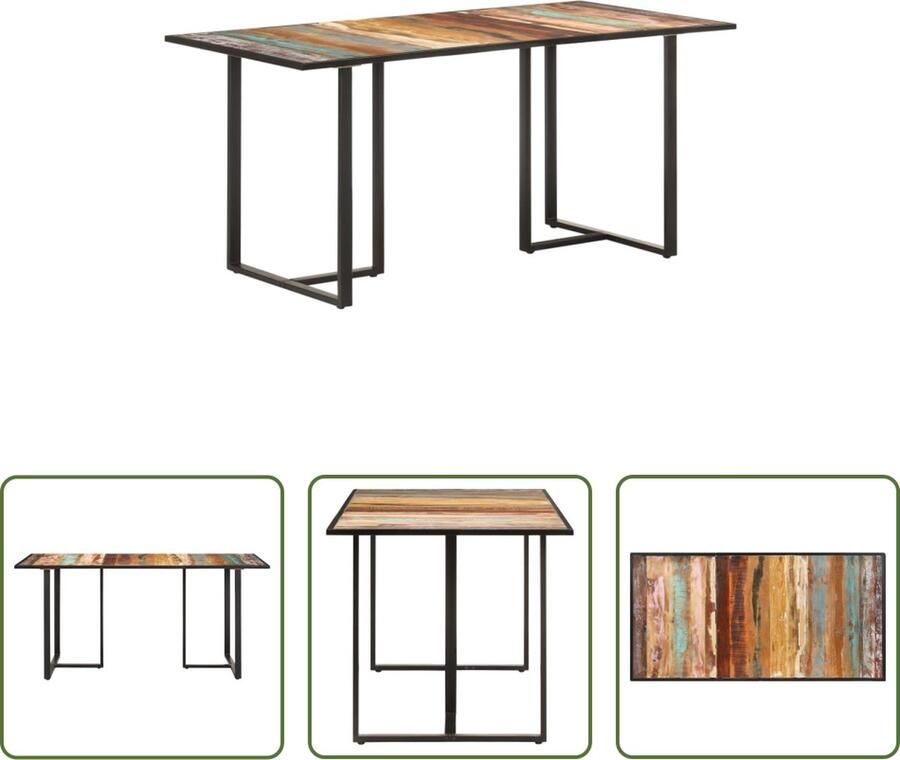 The Living Store IndustriÃle Houten Eettafel 160 x 80 x 76 cm Gerecycled Hout IJzeren Poten Industriele Eettafel Houten Eettafel Bruin Hergebruikt Hout Vintage Eettafel - Foto 2