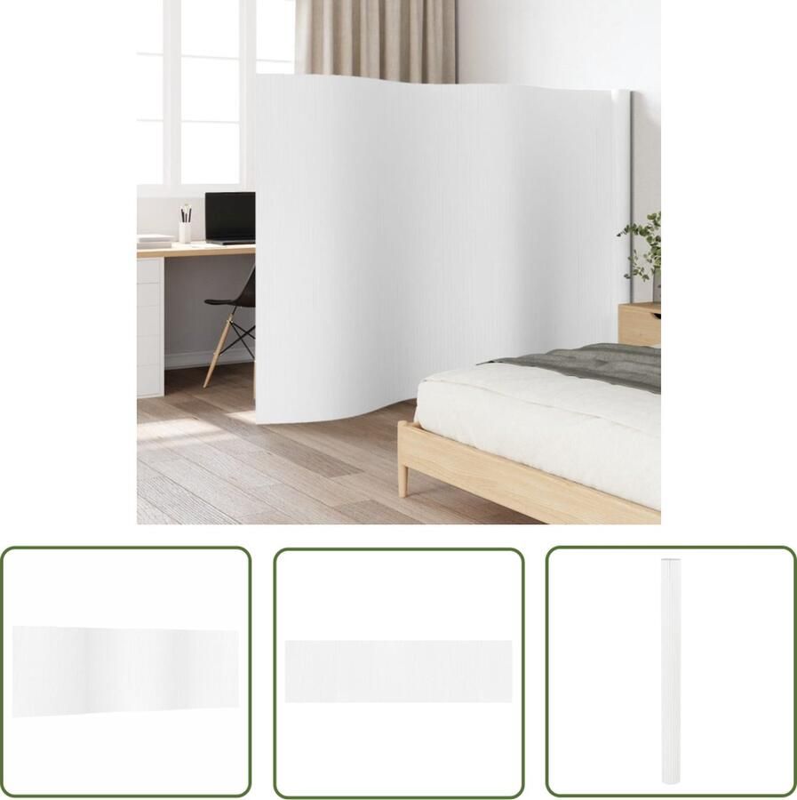 The Living Store Kamerscherm 165x600 cm bamboe wit Kamerscherm