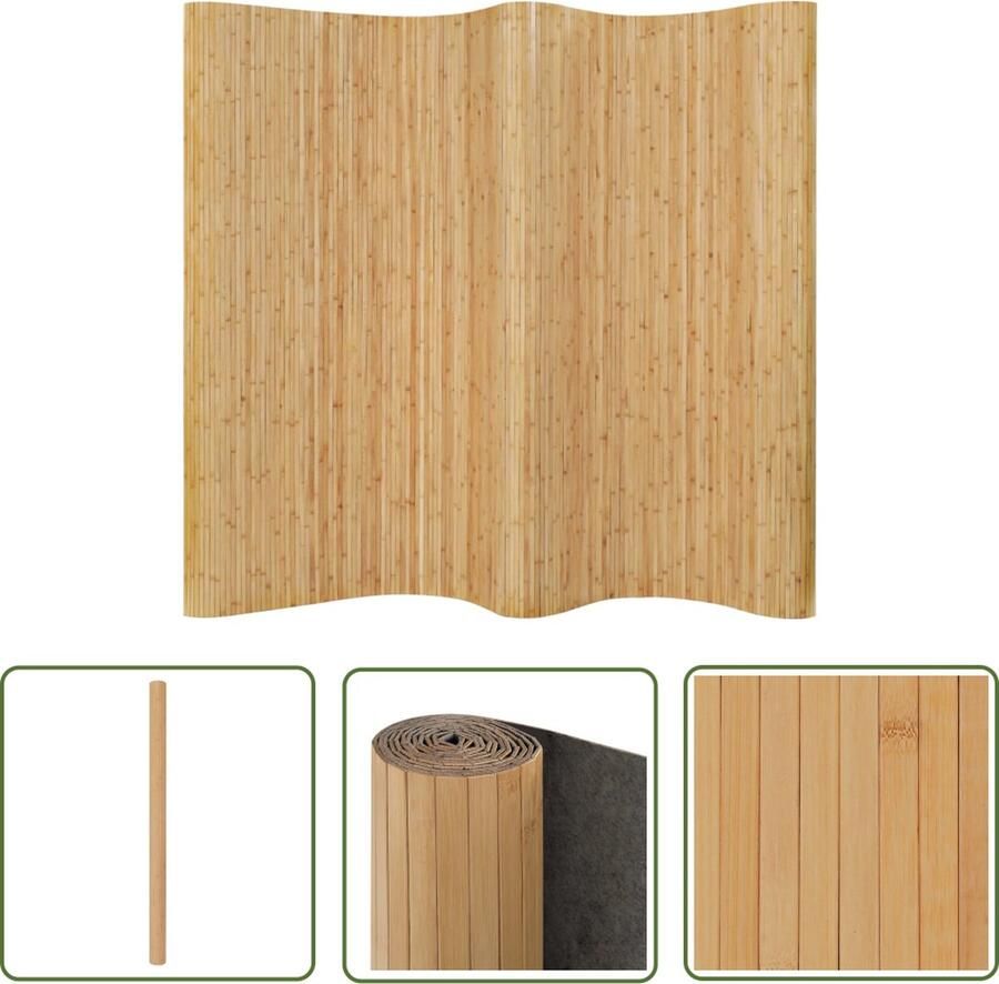 The Living Store Kamerverdeler Bamboe Volledig ondoorzichtig 250x165cm Licht natuurlijk Kamerdivider Bamboescherm Scheidingswand Privacy Screen Ruimteverdeler - Foto 2