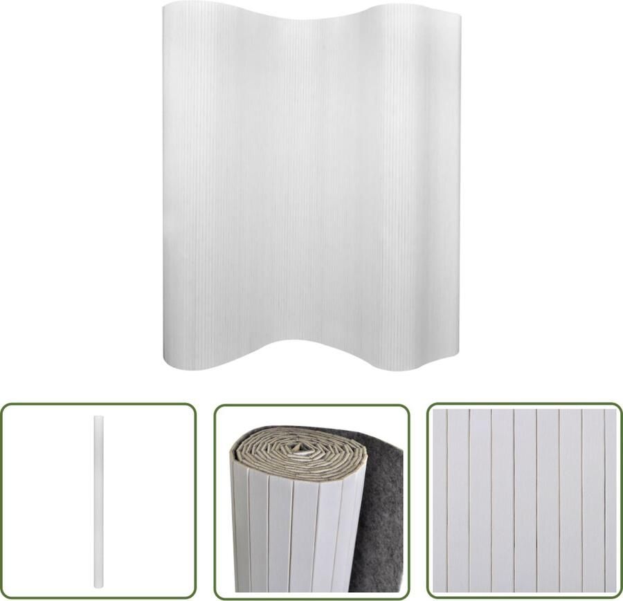 The Living Store Bamboe Scheidingswand Kamerscherm 250x165cm Wit Bamboescherm Kamerscherm Privacy Screen Wandafscheiding Woonaccessoires - Foto 2