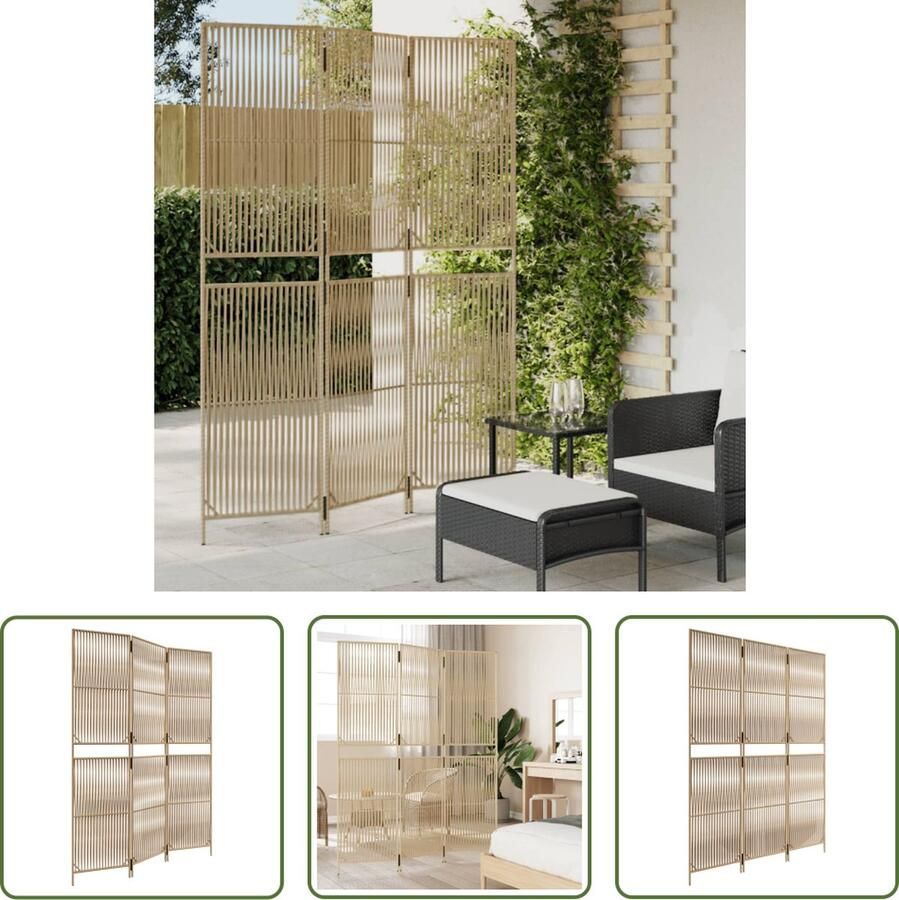 The Living Store Kamerscherm Poly Rattan Privacypaneel Beige 147x200 cm Duurzaam en flexibel Kamerscherm Poly Rattan Pricacy Screen Scheidingswand Decoratief Scherm